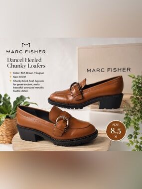 Marc Fisher Dancel Heeled Chunky Loafers Brown-Coñac